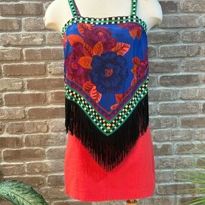 FARM Rio Multicolor Floral Fringe Tank Top